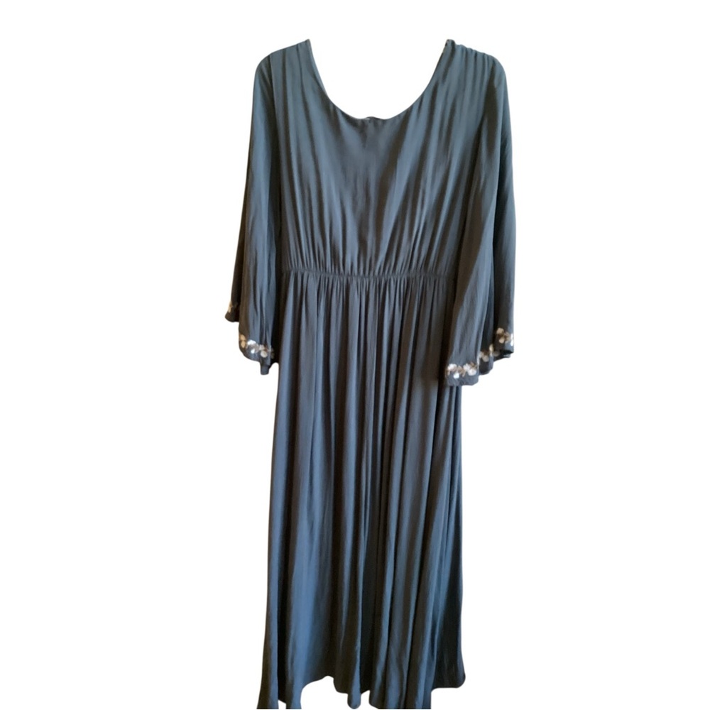 Jodifl Teal Embroidered Wrap Long Gown Dress Misses size L - Picture 9 of 9